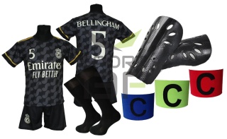 strój piłkarski dla dzieci Bellingham Real Madryt komplet sportowy + dodatki