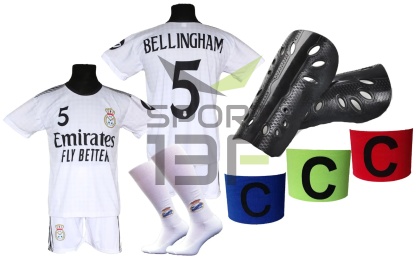 BELLINGHAM komplet sportowy strój piłkarski Real Madryt dla dzieci + dodatki