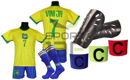 VINI JR komplet sportowy strój piłkarski BRAZYLIA dla dzieci + dodatki