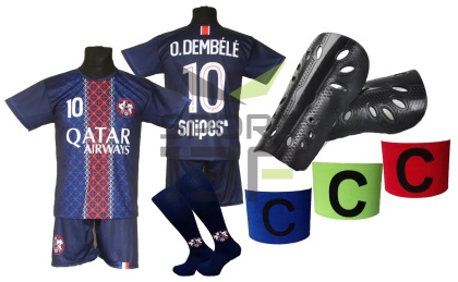 strój piłkarski dla dzieci Dembele PSG komplet sportowy + dodatki