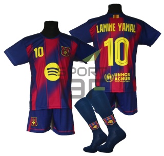 strój piłkarski dla dzieci Lamine Yamal Barcelona komplet sportowy + dodatki