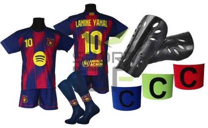 strój piłkarski dla dzieci Lamine Yamal Barcelona komplet sportowy + dodatki