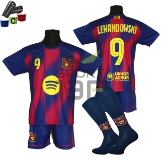 Strój piłkarski dla dzieci LEWANDOWSKI Barcelona - komplet sportowy + gratis