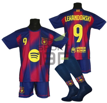 Strój piłkarski dla dzieci LEWANDOWSKI Barcelona - komplet sportowy