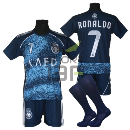 Strój piłkarski dla dzieci RONALDO Al-Nassr granatowy - komplet sportowy