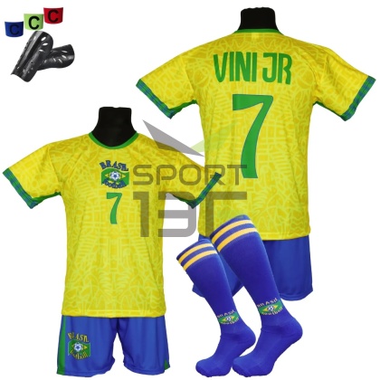 Strój piłkarski dla dzieci VINI JR Brazylia - komplet sportowy + gratis