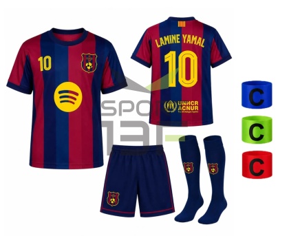 strój piłkarski dla dzieci Lamine Yamal Barcelona komplet sportowy + opaska