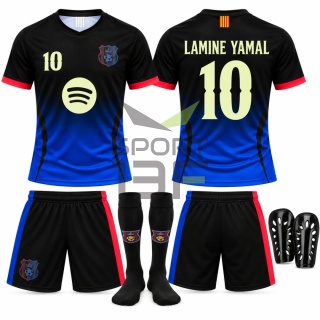 strój piłkarski dla dzieci Lamine Yamal czarny komplet sportowy 4w1 z ochraniaczami