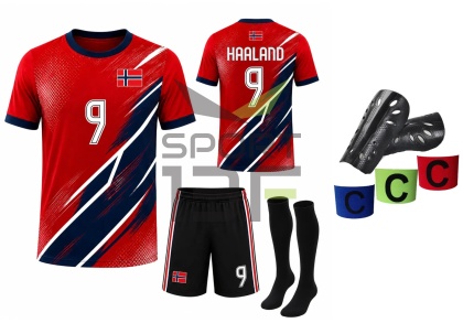 strój piłkarski dla dzieci HAALAND Norwegia komplet sportowy 5w1