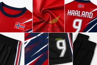 strój piłkarski dla dzieci HAALAND Norwegia komplet sportowy + dodatki