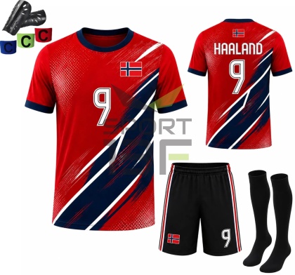 strój piłkarski dla dzieci HAALAND Norwegia komplet sportowy 4w1